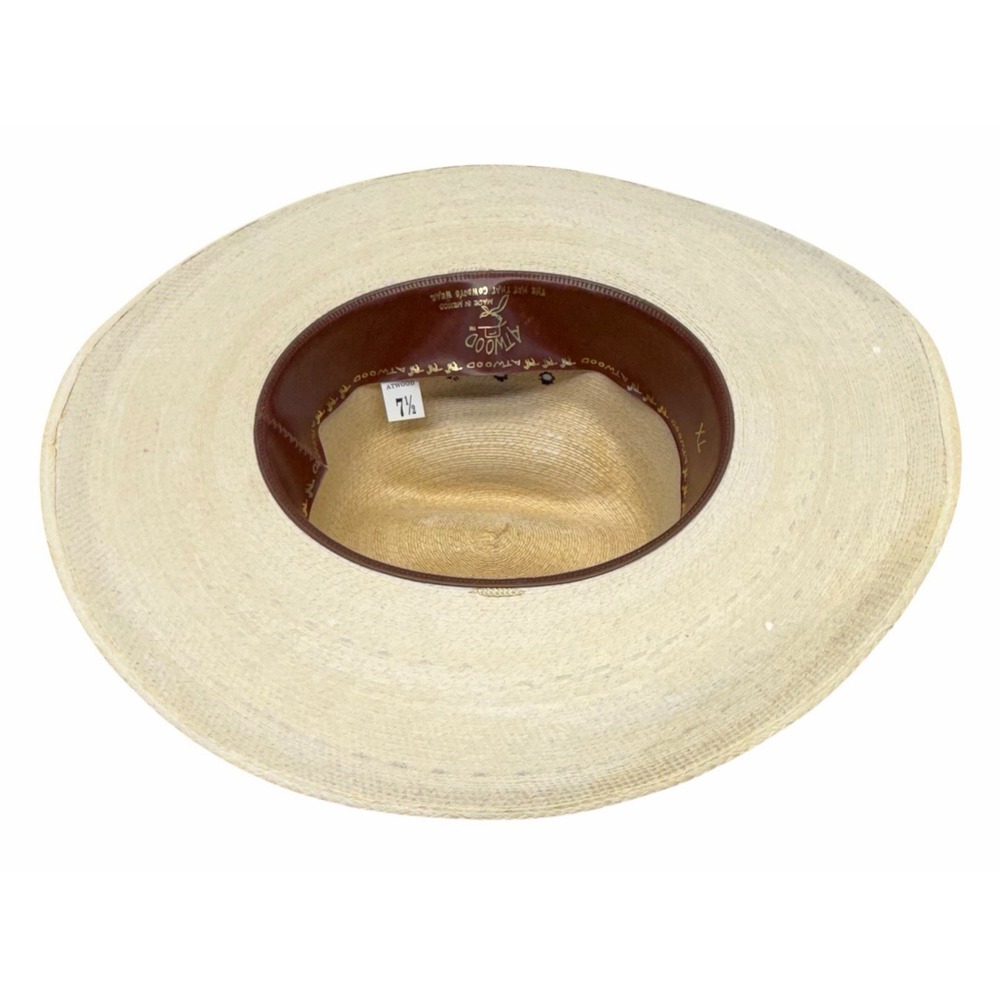 Atwood 7X Marfa Low Crown Long Oval Natural Straw Cowboy Hat Size 7 1/2 - Picture 13 of 13